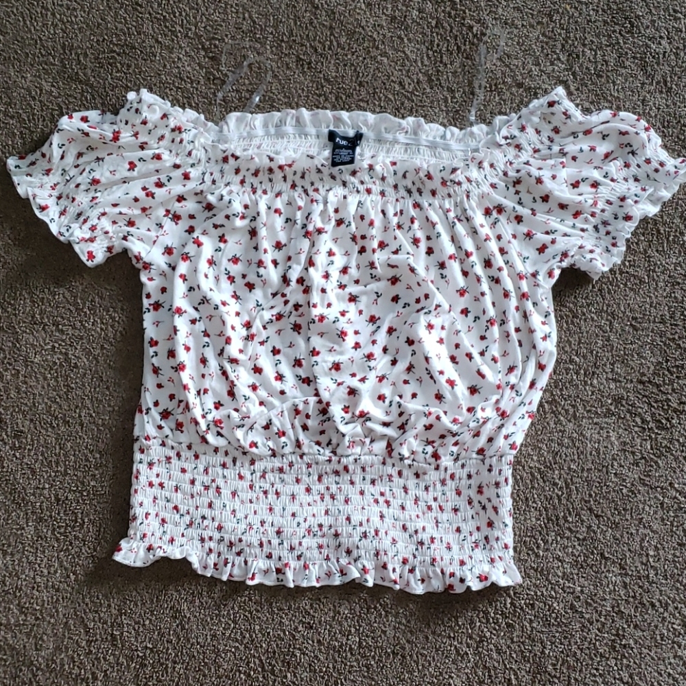 Floral Smocked Waist Crop Top